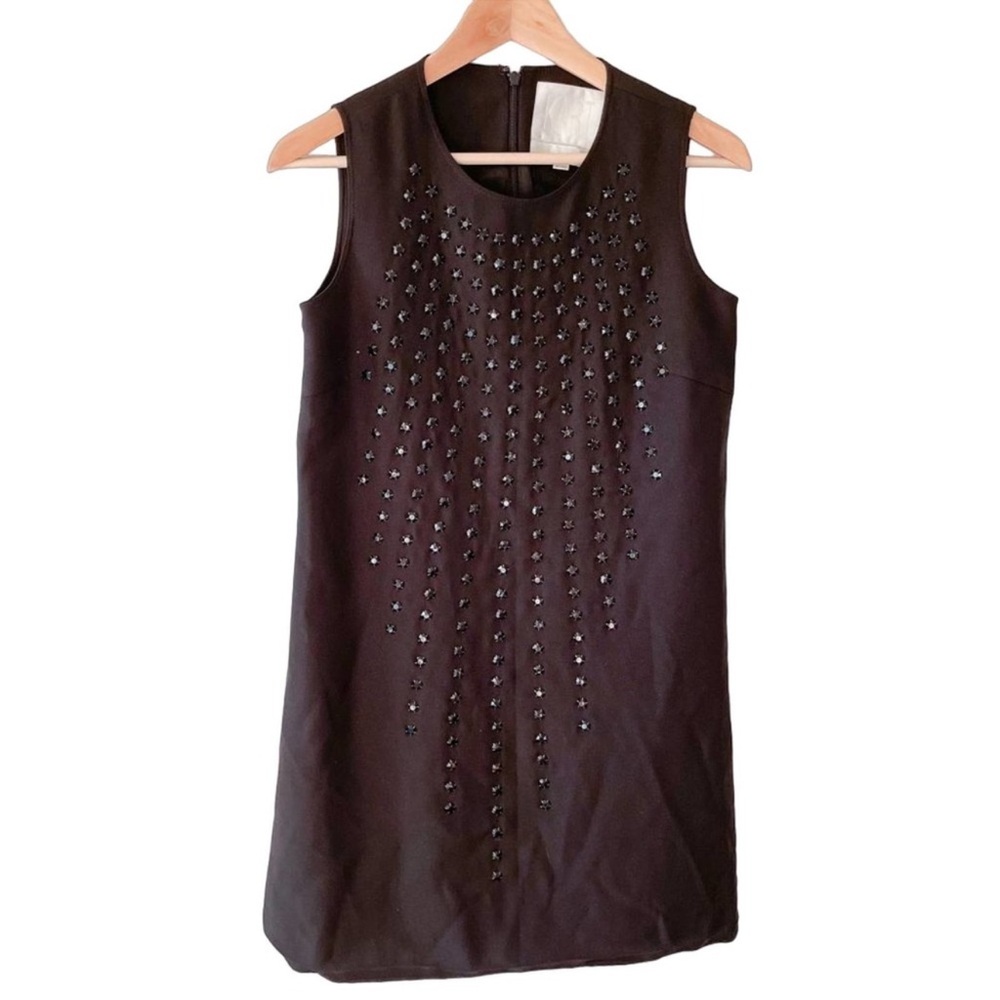 Anthropologie Karta Dress Womens Black Rhinestone Shift Sleeveless LBD Mediuk - Picture 2 of 10